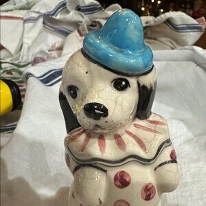 Ceramic Clown Dog Vintage Pepper Shaker - Blue and Red